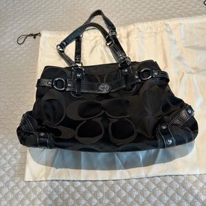 Coach Carly Satchel Handbag Black Coach Logo